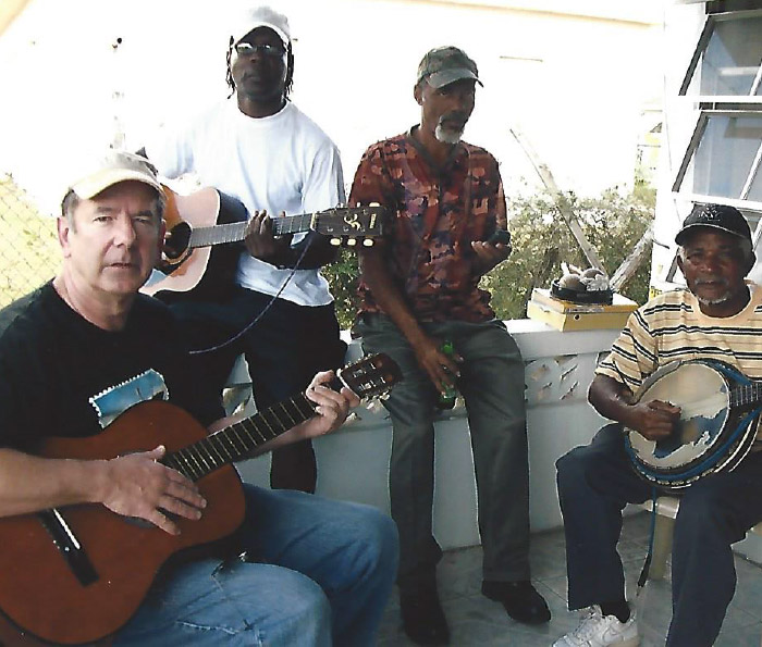 Blue Glaze Mento Band rehearsing with producer Bill Monsted
